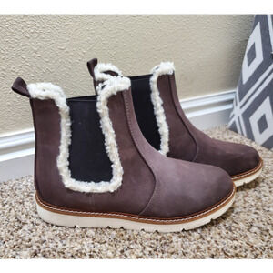 Ccocci Lola Women’s Brown Faux Suede Shearling Lined Chelsea Boots Size 6.5